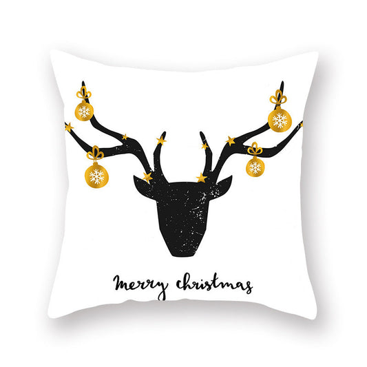 HKM-679699 Nordic Christmas Golden Pillow Cover - 45x45cm Polyester Cushion Case