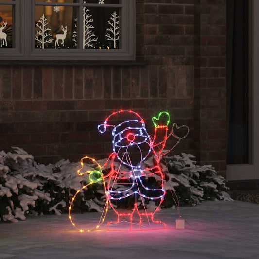 HKM-682131 Multicolored Santa Claus Light Decoration – 58.5 x 60 x 1.3 cm Iron with LED String Lights