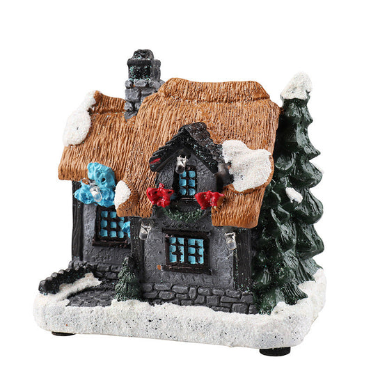 HKM-682451 Christmas Cottage Resin Micro Landscape Ornaments in Various Sizes
