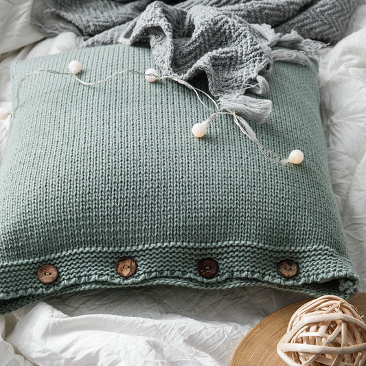 HKM-683603 Plush Thick Thread Pillowcase in Lake Green, Soot, Pink, and Beige – 45x45cm