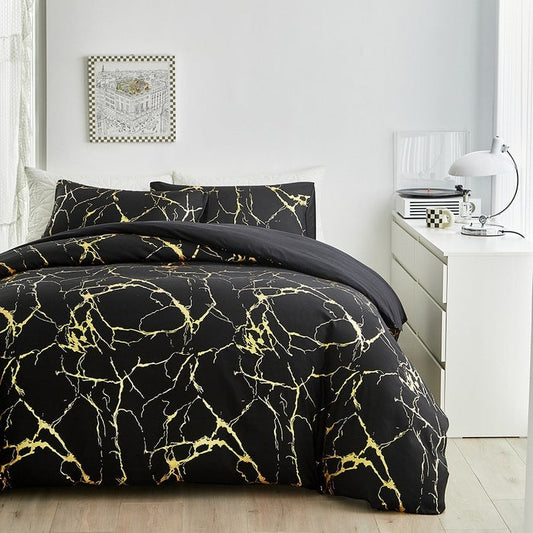 HKM-685779 Geometric Pattern Quilt Cover Set with Pillowcases for Home Décor