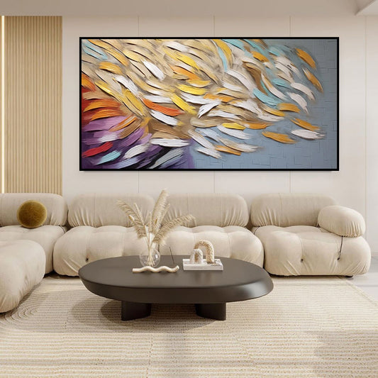 HKM-686867 Colorful Abstract Handmade Oil Painting Canvas for Modern Home Decor - Unstretched, Frameless, Multiple Sizes Available