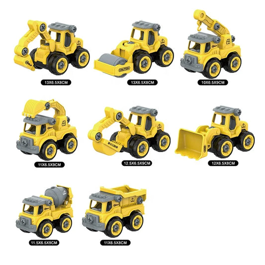 HKM-689875 DIY Take Apart Mini Truck Engineering Set for Kids - 8-Piece Plastic Vehicle Toy