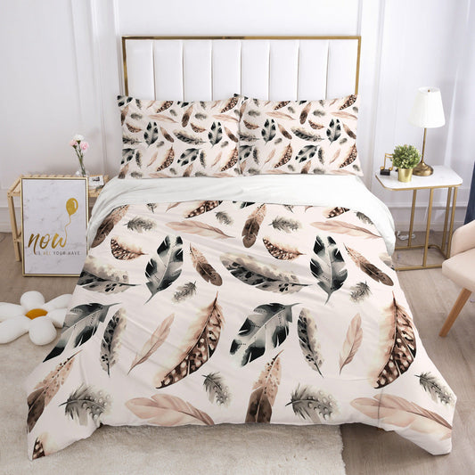 HKM-690003 3D Geometric Pattern Duvet Cover Bedding Set in Polyester Fiber for Twin to King Size Beds