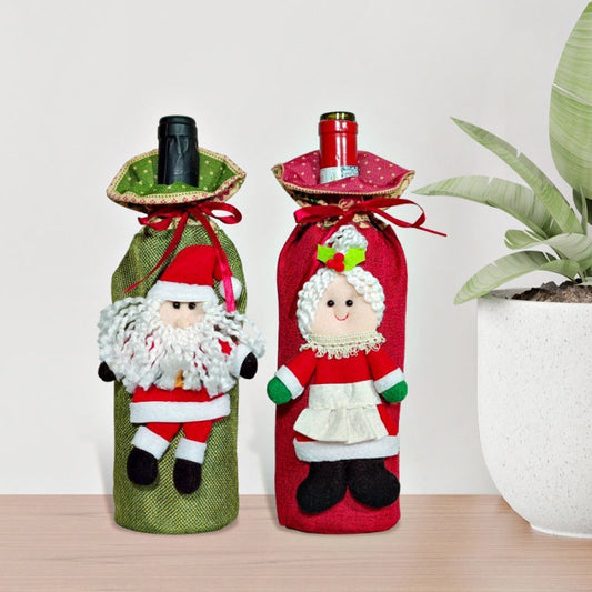 HKM-691667 Christmas-Themed Wine Bottle Cover for Holiday Celebrations, Cloth Material