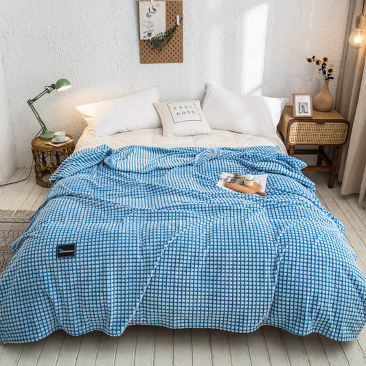 HKM-693523 Thickened Flannel Fleece Blanket with Various Color Options and Sizes