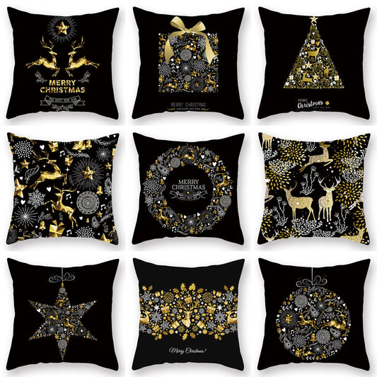 HKM-695059 Printed Christmas Peach Skin Pillowcase for Sofa and Office - 45x45cm