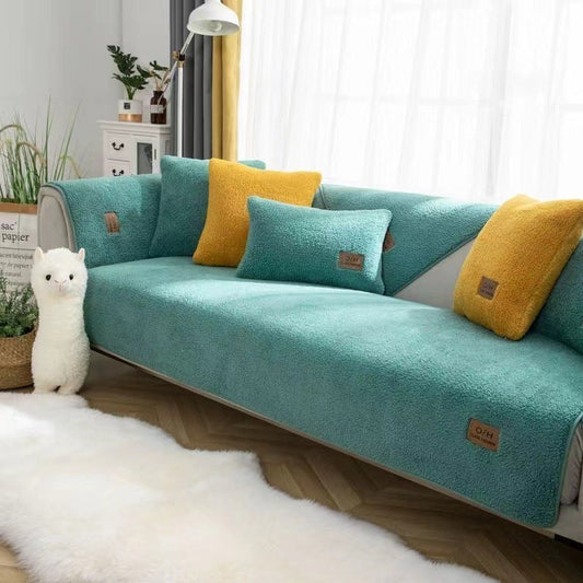 HKM-695891 Lambswool Non-Slip Plush Sofa Cushion Cover in Multiple Sizes and Colors