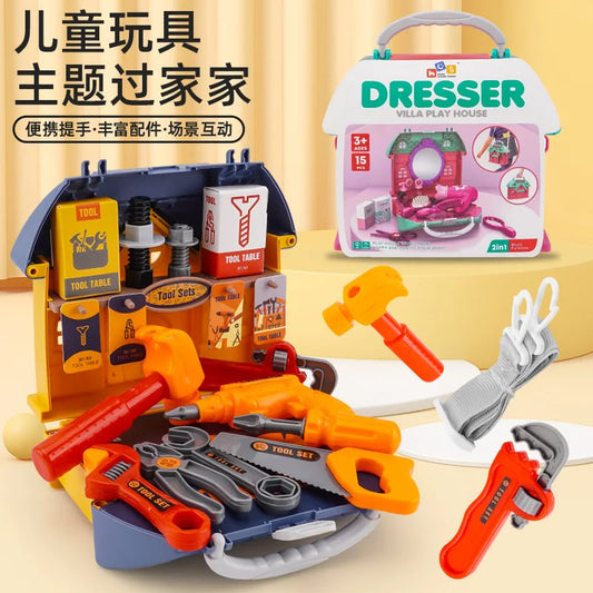 HKM-696979 2 in 1 Mini Pretend Play Toy Set for Kids – Kitchen Tool, Hamburger & Dessert Simulation