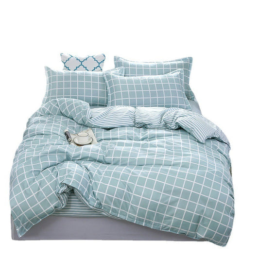 HKM-701907 Floral Plant Pattern Aloe Cotton 4-Piece Bedding Set in Multiple Sizes