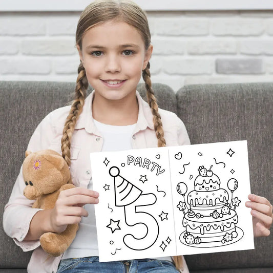 HKM-702739 Kids Coloring Book for Birthday Parties - 12 Pages of Fun Cartoon Graffiti for Ages 2 to 14