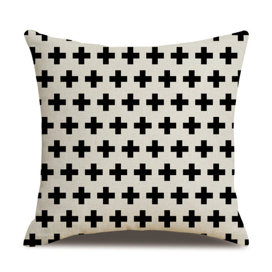 HKM-703123 Striped Polka Dot Linen Throw Pillow Cover - Modern 45x45cm Design
