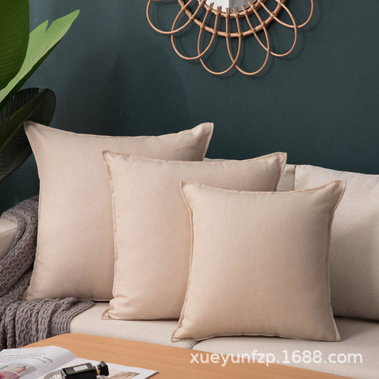 HKM-705427 Contemporary Solid Color Cotton Cushion Cover - 40x40cm to 60x60cm, Multiple Colors Available