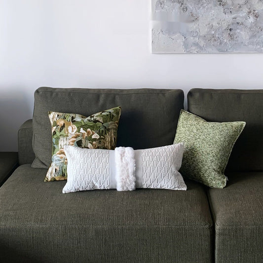 HKM-708307 Monet Forest Green Decorative Pillow with Feather Velvet Filling, 48x48cm