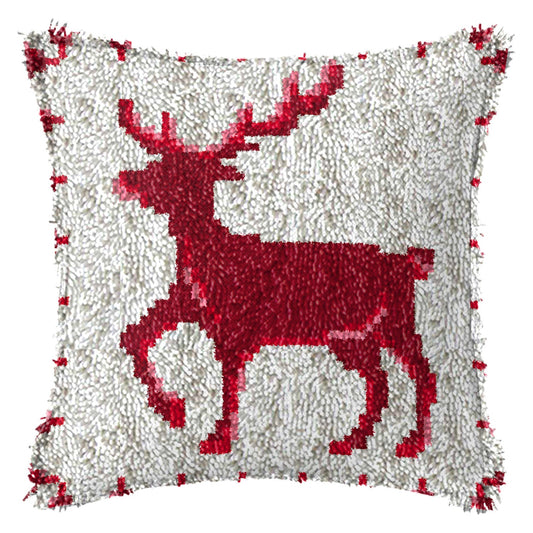HKM-709395 DIY Handmade Christmas Cushion Wool Embroidered Pillow Craft Kit with Printed Pattern and Accessories