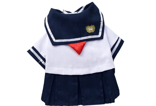 HKM-711251 Sailor Style Pet Dress with Matching Streamers for Cats