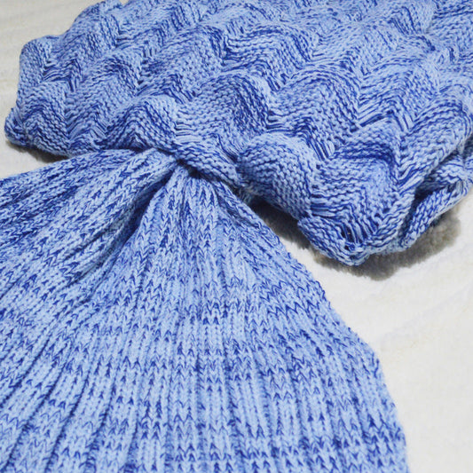 HKM-711955 Solid Color Fish Tail and Fish Scale Knitted Blanket - Modern Chenille, Multiple Sizes and Colors Available