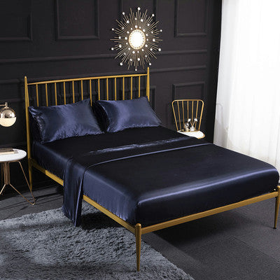 HKM-716051 Satin Bedding Set - 4-Piece Queen & King Size Bed Fitted Sheet Collection