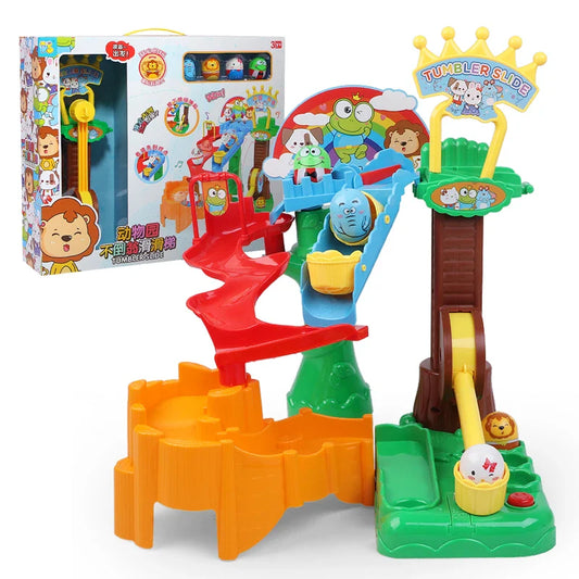 HKM-716499 Tumbler Slide Track Toy Set for Kids - DIY Assembly Race Track with Zoo Animals - Ages 3 and Up