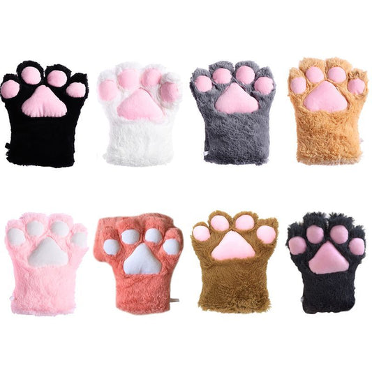 HKM-717075 Adorable Plush Cat Paw Gloves for Cosplay and Performance - One Size, Various Colors