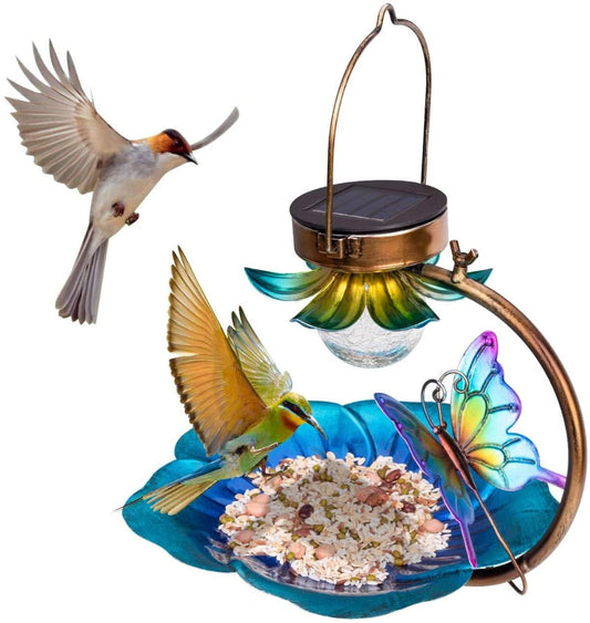 HKM-724243 Solar Crackle Ball Iron Bird Feeder for Outdoor Wildlife Care