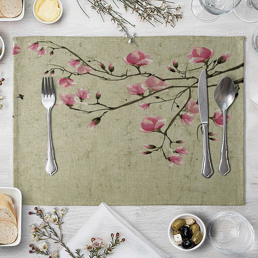 HKM-727827 Plum Blossom Cloth Table Mat for Dining Room and Home Decor