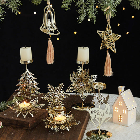 HKM-731667 Wrought Iron Candlestick Candle Tray Decoration for a Romantic Christmas