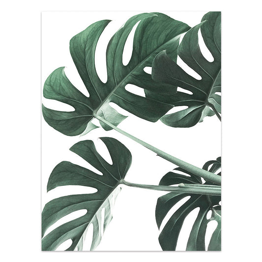 HKM-733203 Tropical Green Leaves Canvas Print - Modern Nordic Style Decorative Artwork