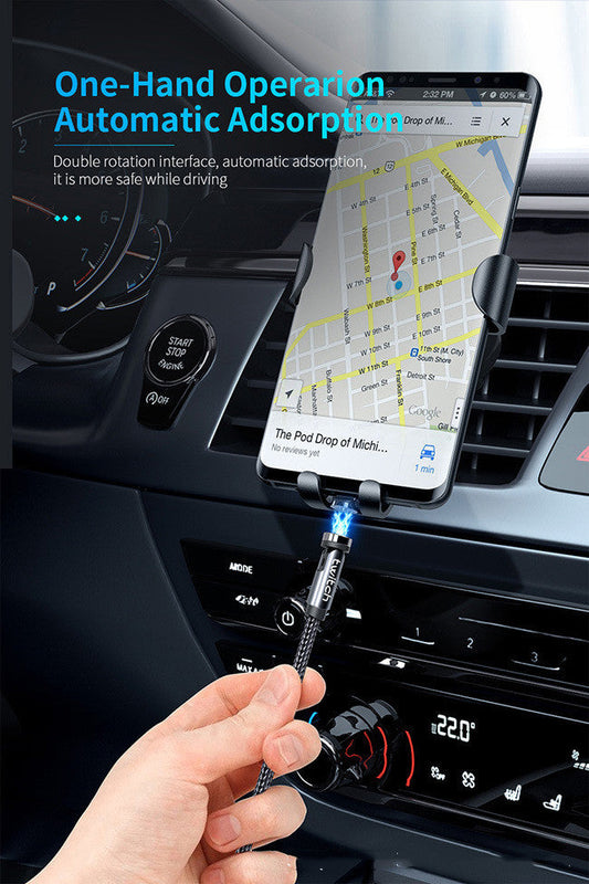 HKM-735891 3-in-1 Magnetic Data Cable - 540° Rotating, Type-C, Micro USB & 8PIN Compatibility, 1m & 2m Lengths