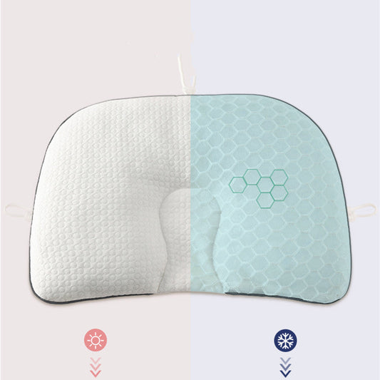 HKM-736787 Baby Head Shaping Memory Foam Pillow for Infants - Ages 0-24 Months, Soft Cotton Cover, Breathable Mesh Back