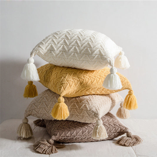 HKM-737939 Nordic Chenille Quilted Cushion Cover 45x45cm Striped Design, Polyester with PP Cotton Filling