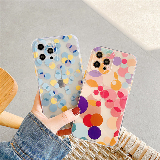 HKM-738899 Color Wave Dots TPU Back Cover for Apple 12 Mobile Phone - Blue Design