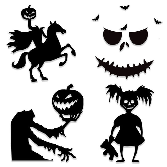 HKM-739091 Halloween Felt Cloth Decorative Door Stickers - Skull Hand & Pumpkin Designs