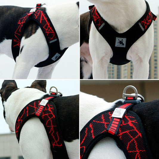 HKM-739155 V8 Comfortable Breathable Mesh Dog Chest Harness - Reflective Quick Release for Small and Medium Breeds