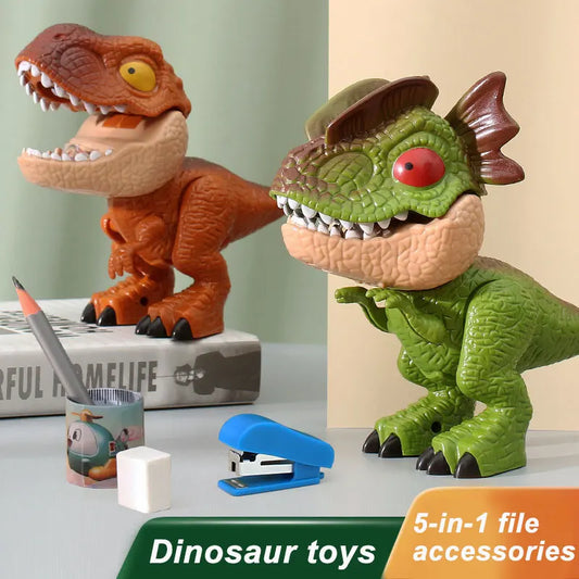 HKM-739539 5 in 1 Dinosaur Model Stationery Set for Kids - Fun Cartoon Supplies for School and Crafts