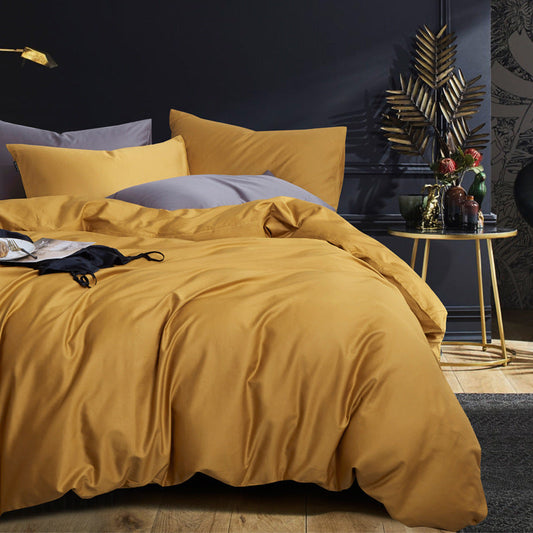 HKM-741267 Long-Staple Cotton 4-Piece Hotel Bedding Set in Solid Colors for 2m Beds