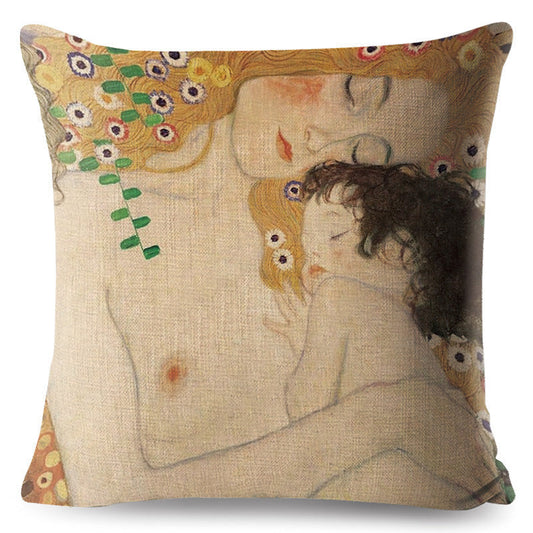 HKM-741651 Digital Printing Linen Pillowcase with Creative Patterns and High-Quality Zipper