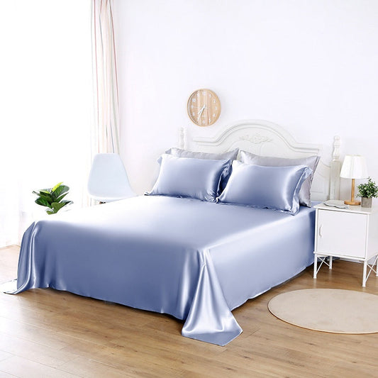 HKM-742099 Silk Bed Sheet in Solid Colors - Modern Minimalist Design, Multiple Sizes Available