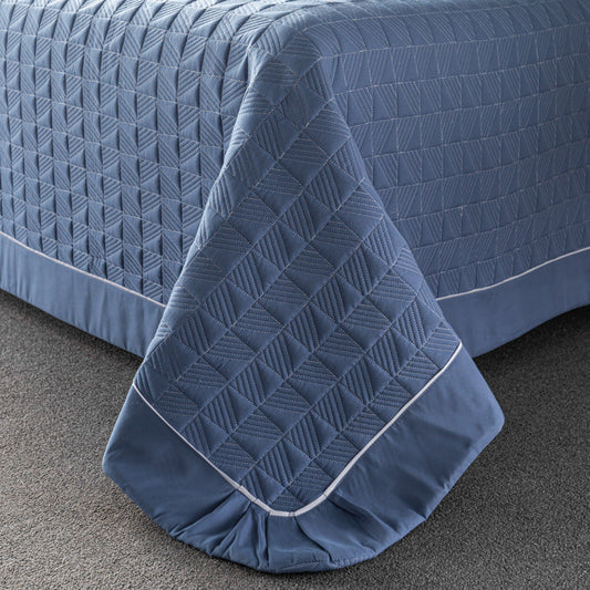 HKM-745555 Three-Piece Solid Color Cashmere Quilted Bed Cover Set - Multiple Sizes and Colors Available