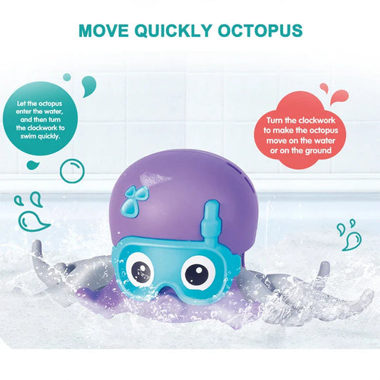 HKM-746515 Cute Octopus Pull and Go Baby Bath Toy for Kids Ages 2-4, Made of Plastic