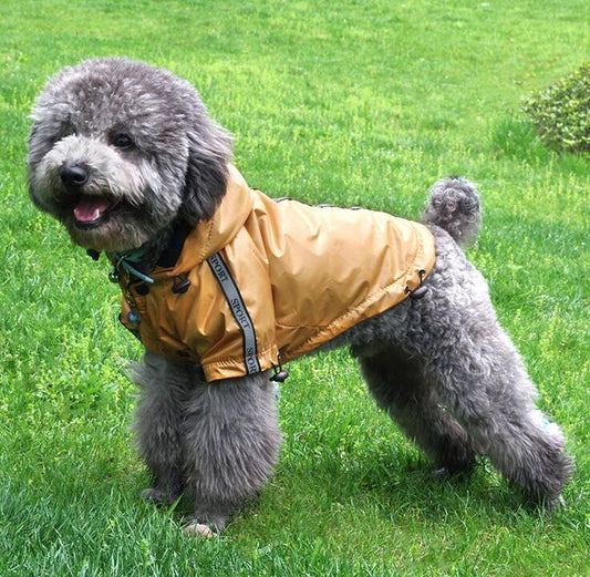 HKM-746515 Waterproof Hooded Raincoat for Pets - Stylish and Warm, Available in Yellow, Blue, and Red