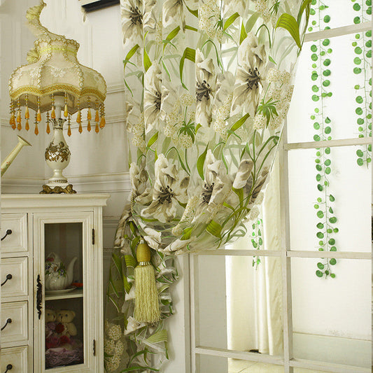 HKM-750867 Sheer White Striped Polyester Translucent Curtain for Bedroom Decor