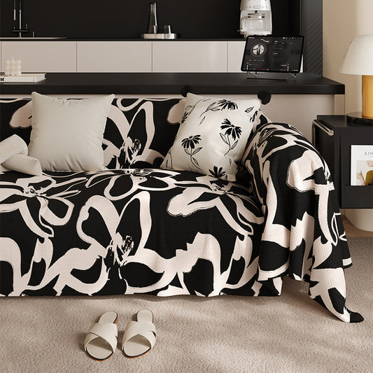 HKM-752211 Stain-Resistant Black Sofa Cushion for Living Room - Stylish Floral Pattern, Multiple Sizes Available