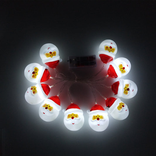 HKM-752595 Santa Claus and Snowman String Lights for Holiday Decorations - 1.6m with 20 Lamps