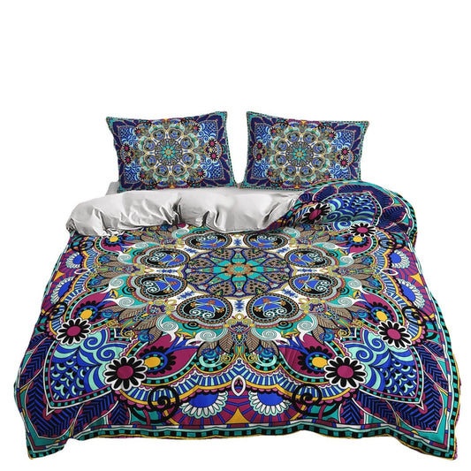 HKM-762835 Printed Quilt Cover Set with Bed Sheet and Pillowcase - Multiple Sizes Available