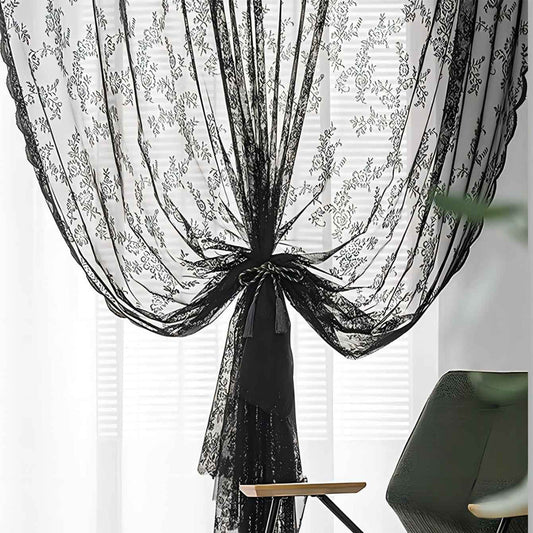 HKM-763219 Lace Half Shade Curtain for Window Treatment in Various Colors and Sizes