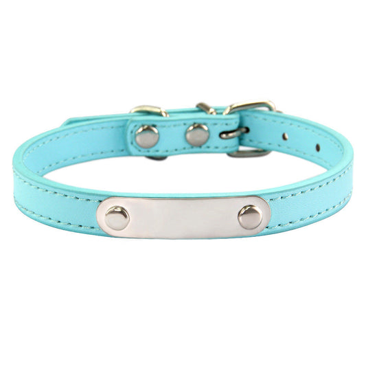 HKM-765011 Monochrome PU Dog Collar with Personalized Lettering – Multiple Sizes and Colors Available