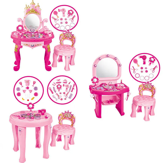 HKM-765075 Princess Dresser Play Toy Set with Cosmetics and Mirror for Kids Ages 3 and Up