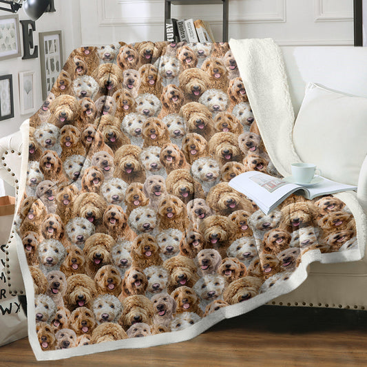 HKM-766291 Cockapoo Design Sherpa Fleece Blanket - Cozy Throw for Kids and Adults, Perfect for Home or Gift