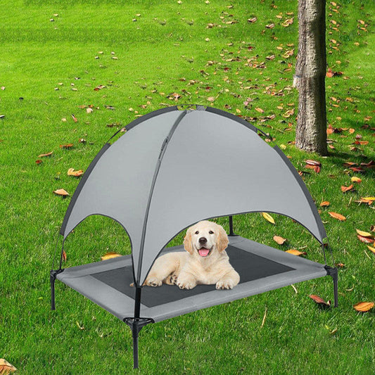 HKM-766483 Pet Outdoor Loft Bed with Sunshade Tent - Stylish and Functional Camp Bed with Shade Options